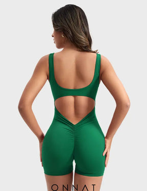 Onnat Lizvette V-Back Romper Storm Green / Xs Jumpsuits