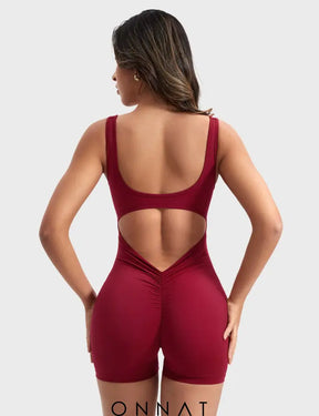 Onnat Lizvette V-Back Romper Wine / Xs Jumpsuits