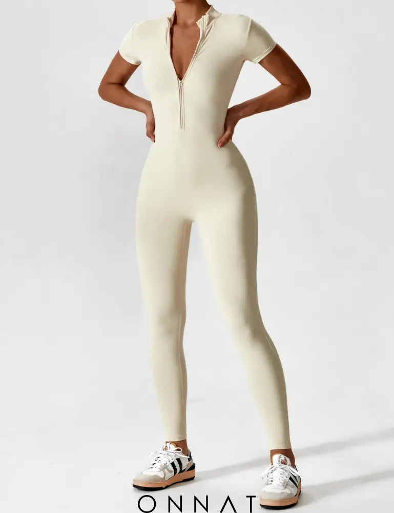 Onnat Long Sleeve/ Short Sleeve Zipper Jumpsuit Jumpsuits