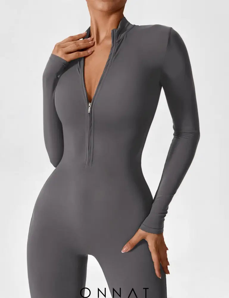 Onnat Long Sleeve/ Short Sleeve Zipper Jumpsuit Jumpsuits