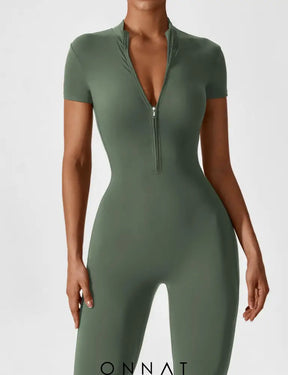 Onnat Long Sleeve/ Short Sleeve Zipper Jumpsuit Jumpsuits