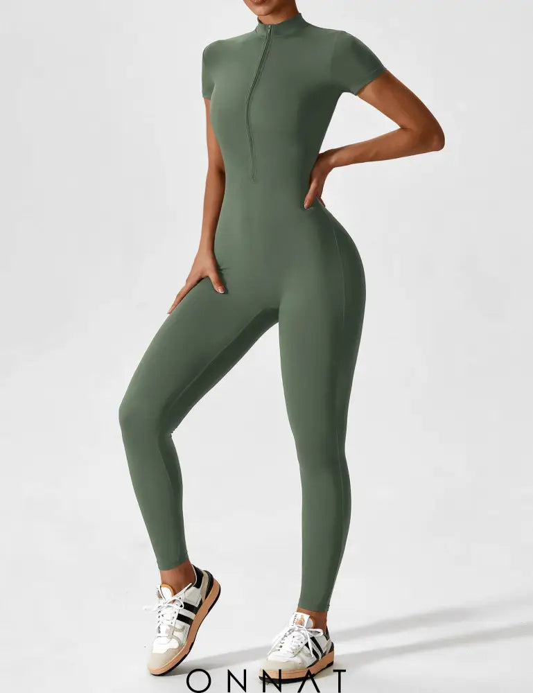 Onnat Long Sleeve/ Short Sleeve Zipper Jumpsuit Jumpsuits