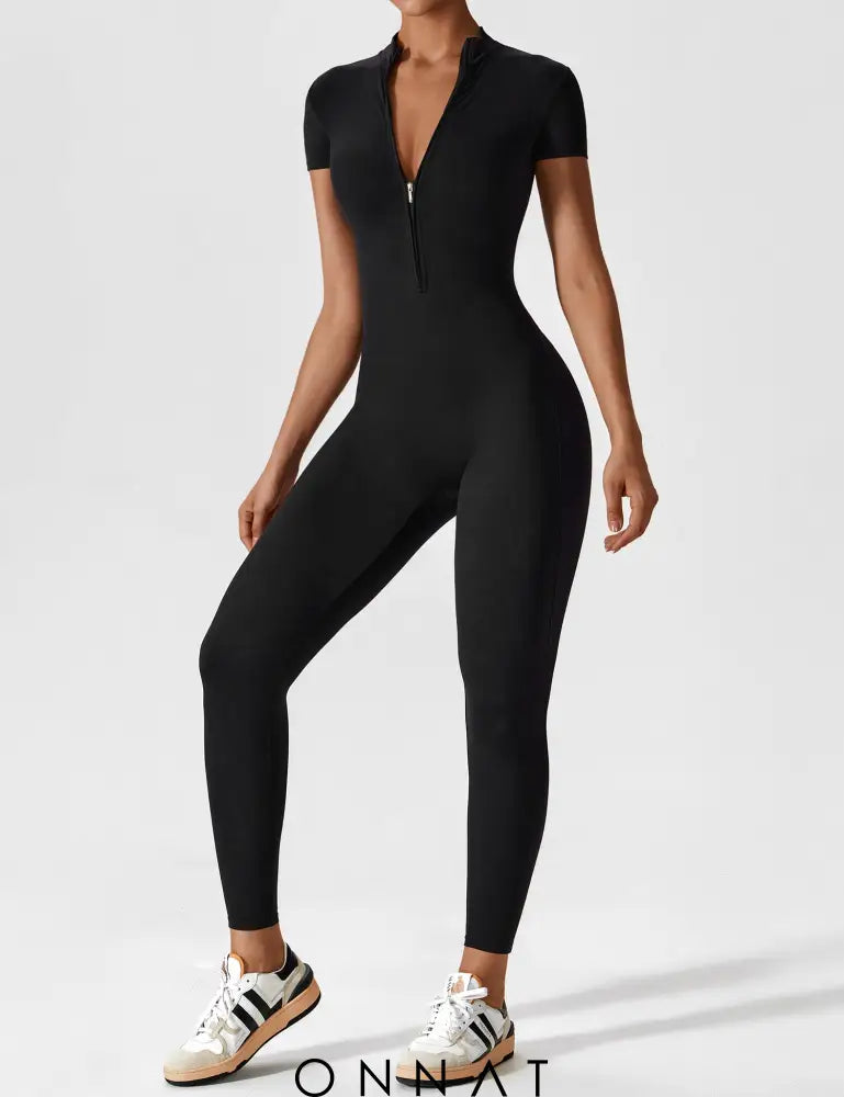 Onnat Long Sleeve/ Short Sleeve Zipper Jumpsuit Jumpsuits