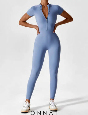 Onnat Long Sleeve/ Short Sleeve Zipper Jumpsuit Jumpsuits