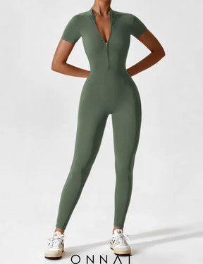 Onnat Long Sleeve/ Short Sleeve Zipper Jumpsuit Jumpsuits