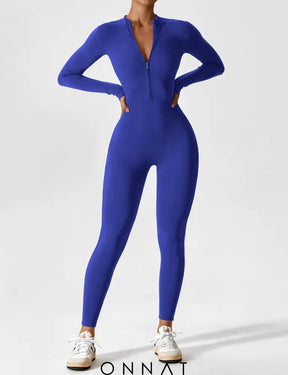 Onnat Long Sleeve/ Short Sleeve Zipper Jumpsuit / Klein Blue S Jumpsuits