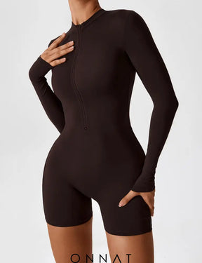 Onnat Long Sleeve Zipper Romper Jumpsuits