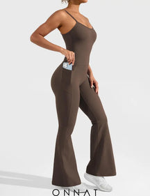 Onnat Mena Flared Jumpsuit With Side Pockets Coffee / S Jumpsuits