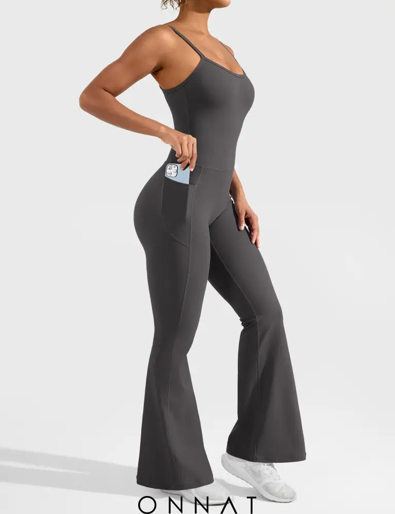 Onnat Mena Flared Jumpsuit With Side Pockets Dark Grey / S Jumpsuits