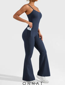 Onnat Mena Flared Jumpsuit With Side Pockets Navy / S Jumpsuits