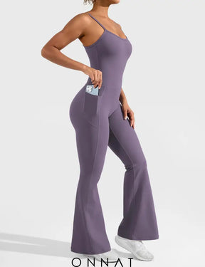 Onnat Mena Flared Jumpsuit With Side Pockets Purple / S Jumpsuits