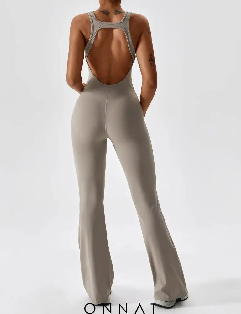 Onnat Open Back Flared Jumpsuit Jumpsuits