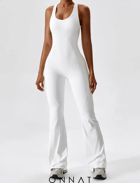 Onnat Open Back Flared Jumpsuit White / S Jumpsuits