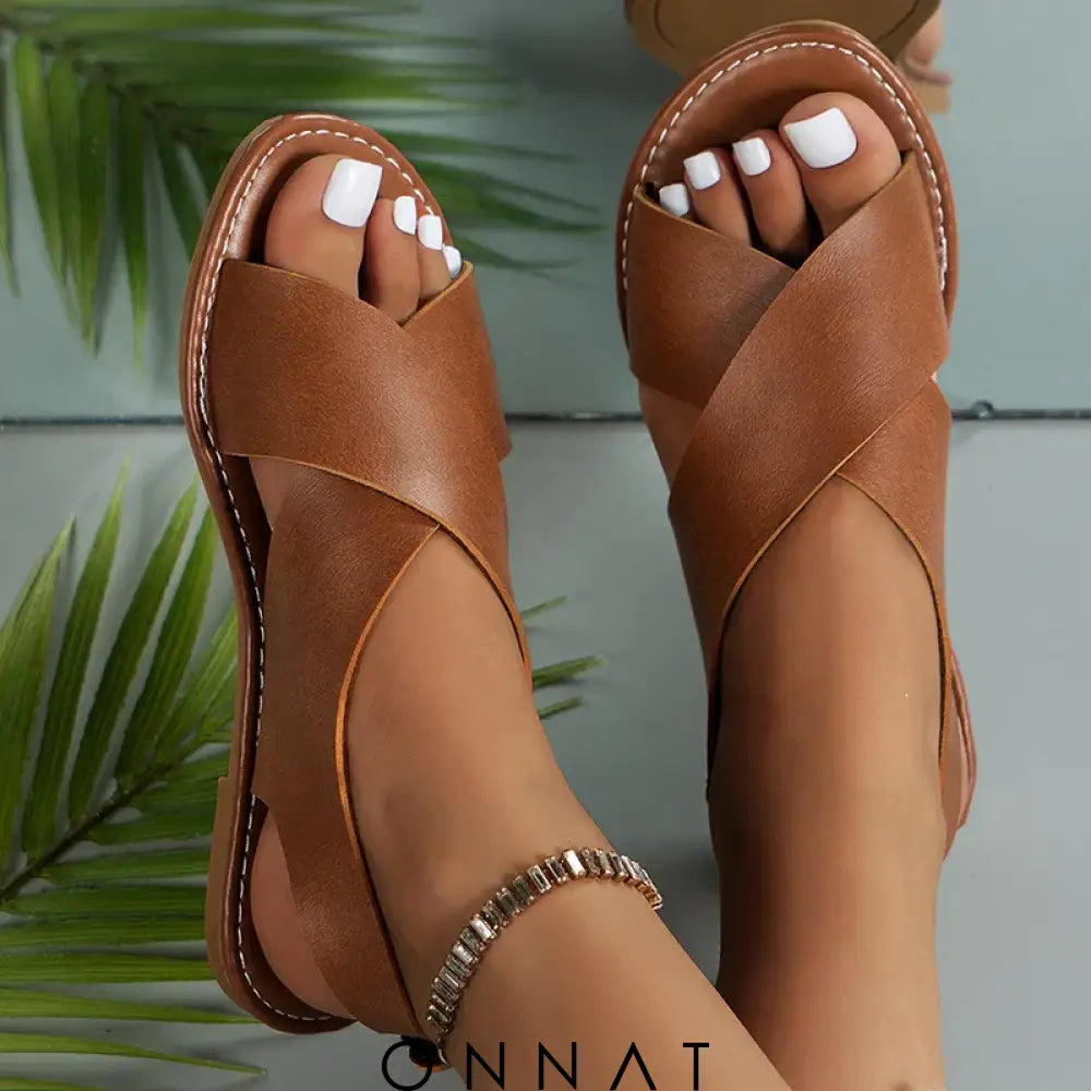 Onnat | Platte Orthopedische Zomersandalen Bruin / 43 Sandals