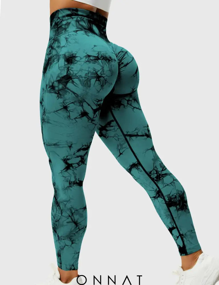 Onnat Professional Tie Dye Leggings Bluegreen / Xs