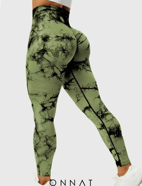 Onnat Professional Tie Dye Leggings Green / Xs