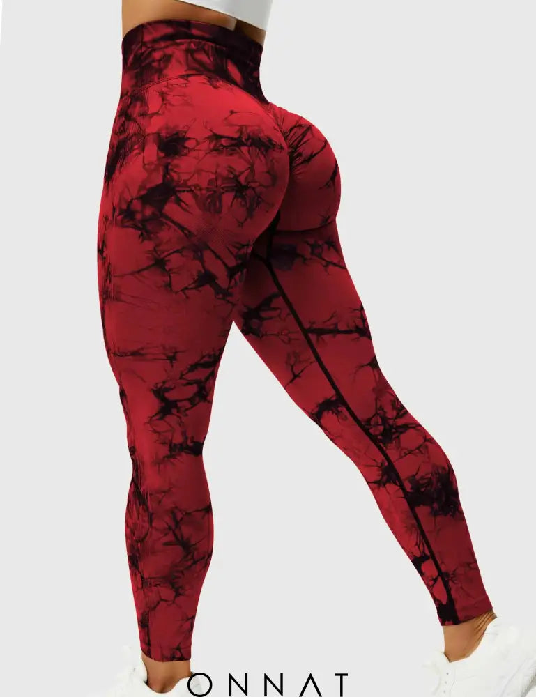 Onnat Professional Tie Dye Leggings Red / Xs