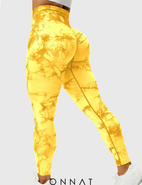 Onnat Professional Tie Dye Leggings Yellow / S