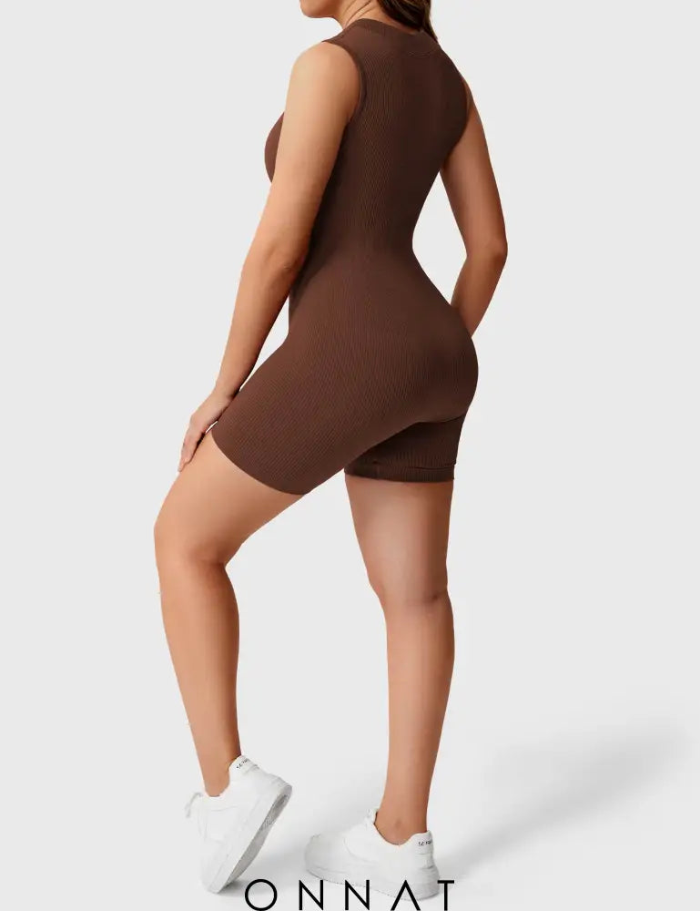 Onnat Rachel Ribbed Seamless Romper Jumpsuits