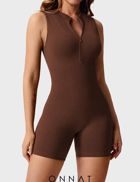 Onnat Rachel Ribbed Seamless Romper Jumpsuits