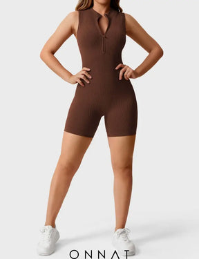 Onnat Rachel Ribbed Seamless Romper Jumpsuits