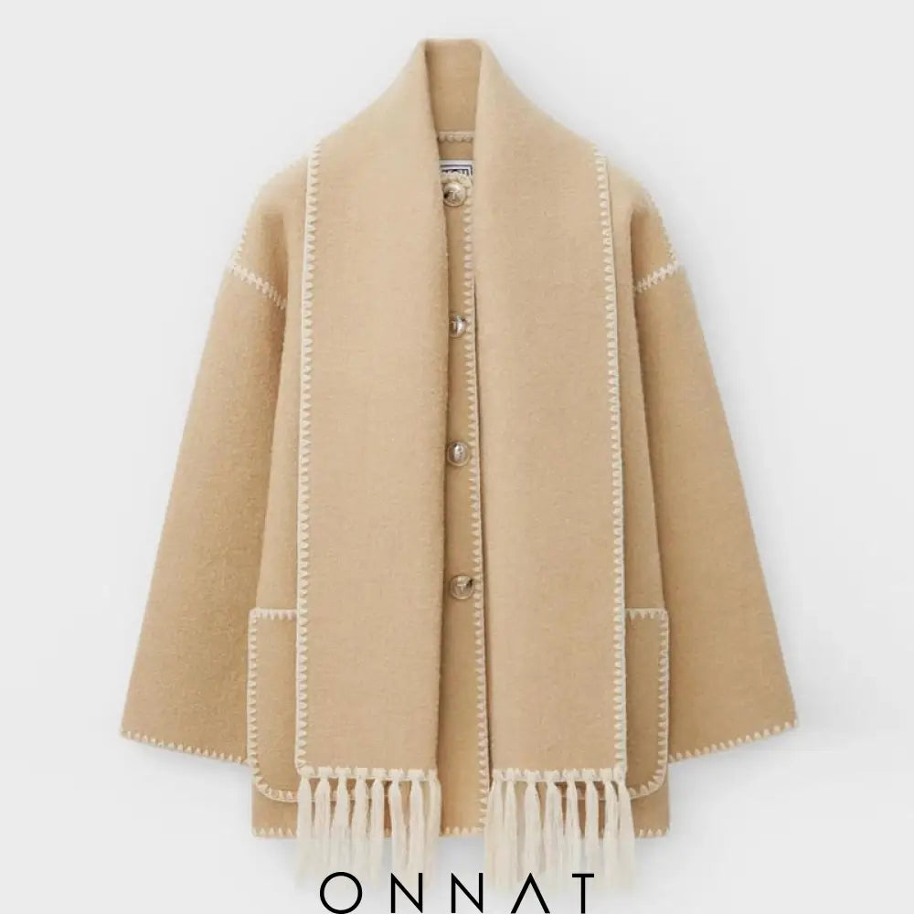 Onnat Scarf Coat Beige / S Coats & Jackets