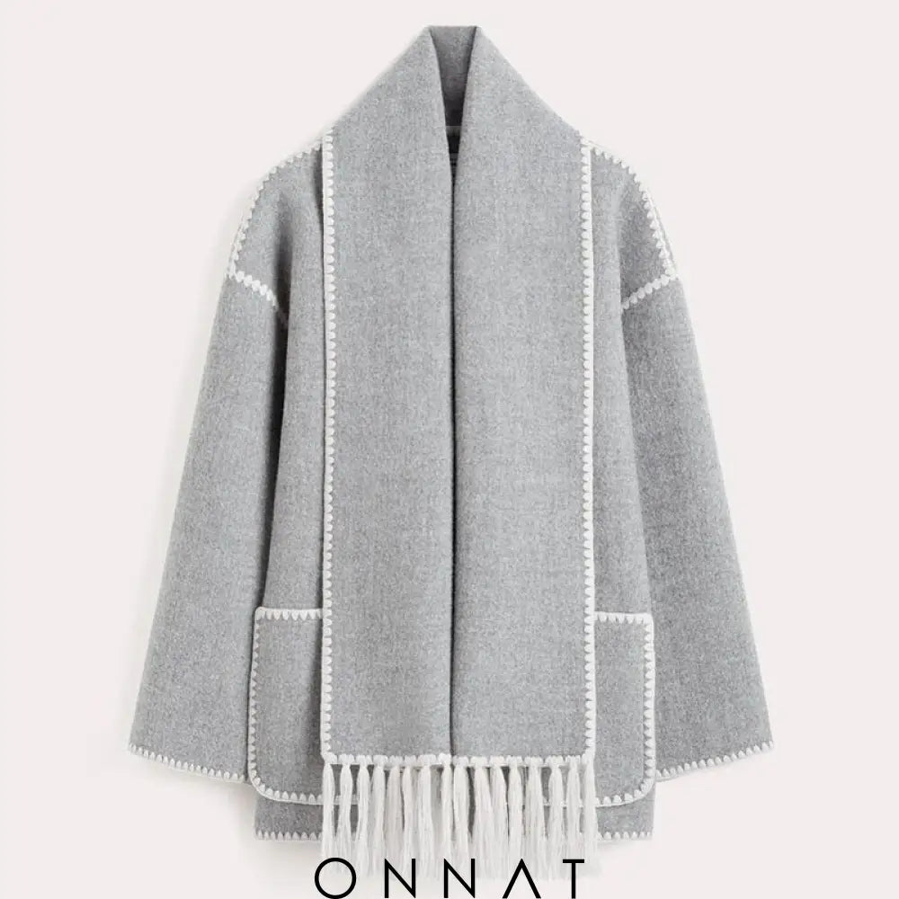 Onnat Scarf Coat Grey / S Coats & Jackets