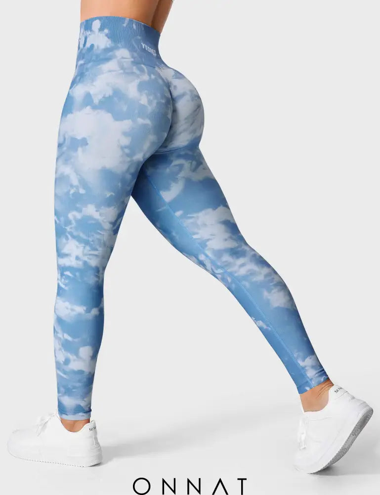 Onnat Seamless Print Jada Leggings/ Shorts/ Bras Leggings / Blue Xs