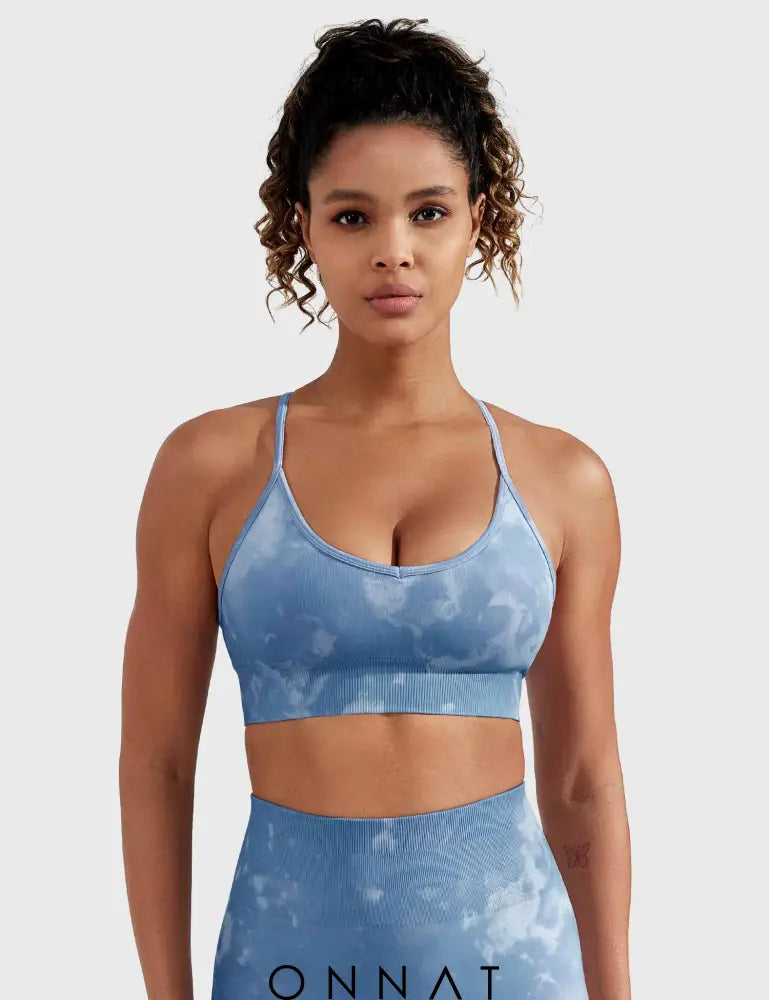 Onnat Seamless Print Jada Leggings/ Shorts/ Bras Bra / Blue Xs Leggings