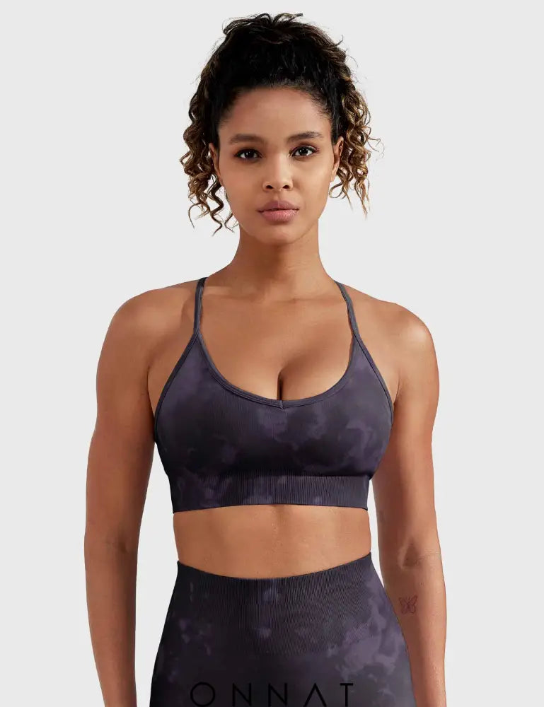 Onnat Seamless Print Jada Leggings/ Shorts/ Bras Bra / Dark Purple Xs Leggings