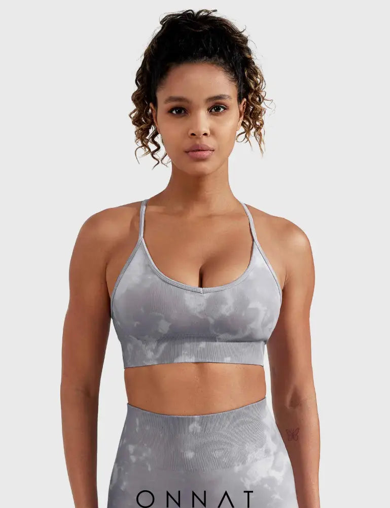 Onnat Seamless Print Jada Leggings/ Shorts/ Bras Bra / Light Grey Xs Leggings