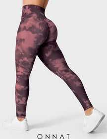 Onnat Seamless Print Jada Leggings/ Shorts/ Bras Leggings / Chestnut Red Xs