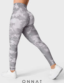 Onnat Seamless Print Jada Leggings/ Shorts/ Bras Leggings / Light Grey Xs