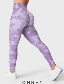 Onnat Seamless Print Jada Leggings/ Shorts/ Bras Leggings / Violet Xs