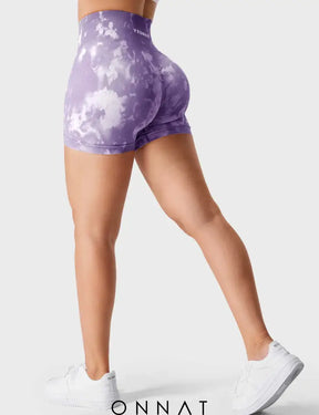 Onnat Seamless Print Jada Leggings/ Shorts/ Bras Shorts / Violet Xs Leggings