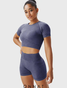 Onnat Seamless Tops / Shorts Sports Set Blue S