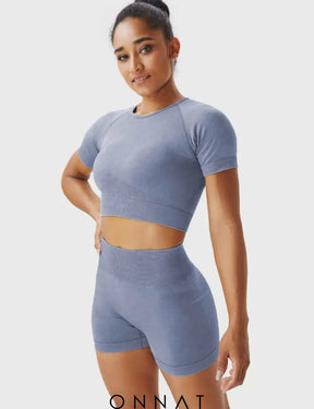 Onnat Seamless Tops / Shorts Sports Set Grey S