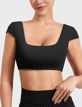 Onnat Slice Open Back Crop Top Black / S Tops