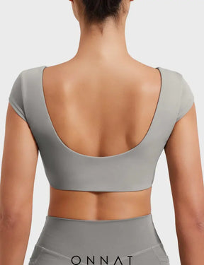 Onnat Slice Open Back Crop Top Tops