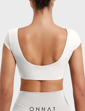 Onnat Slice Open Back Crop Top Tops