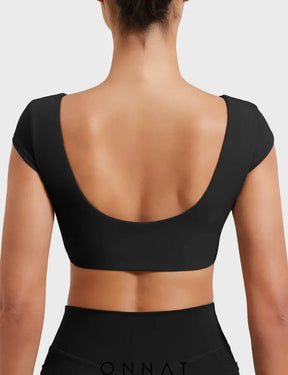 Onnat Slice Open Back Crop Top Tops