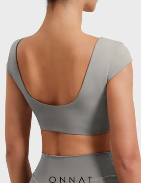 Onnat Slice Open Back Crop Top Tops