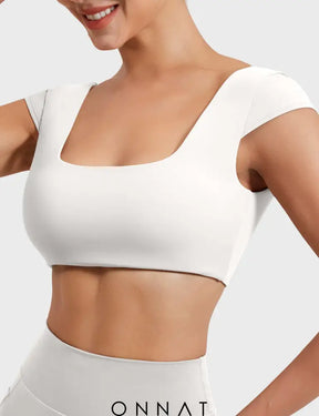 Onnat Slice Open Back Crop Top Tops