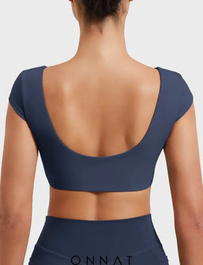 Onnat Slice Open Back Crop Top Tops