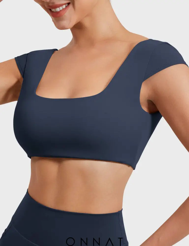 Onnat Slice Open Back Crop Top Tops