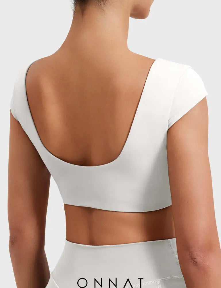 Onnat Slice Open Back Crop Top Tops