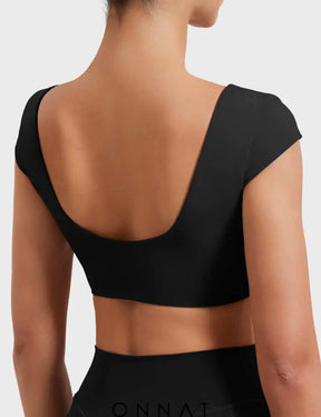 Onnat Slice Open Back Crop Top Tops