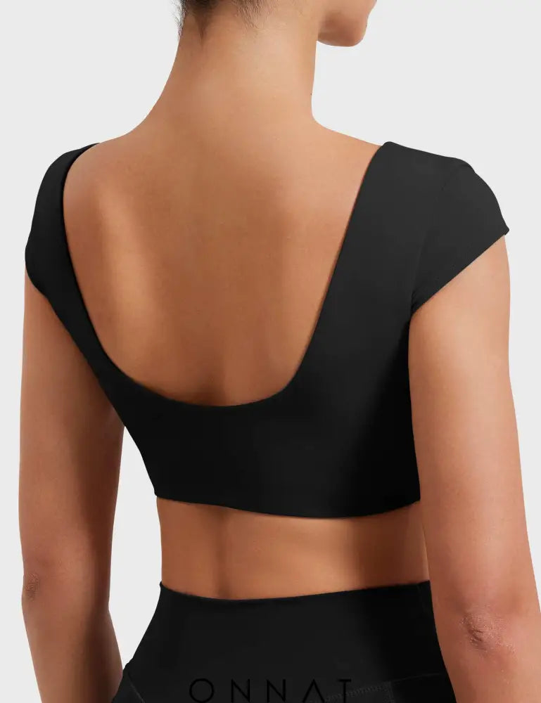 Onnat Slice Open Back Crop Top Tops