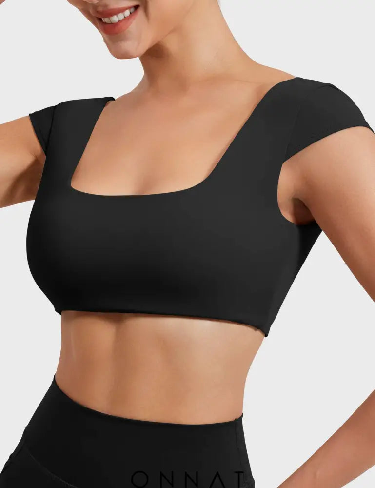 Onnat Slice Open Back Crop Top Tops