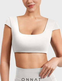 Onnat Slice Open Back Crop Top White / S Tops